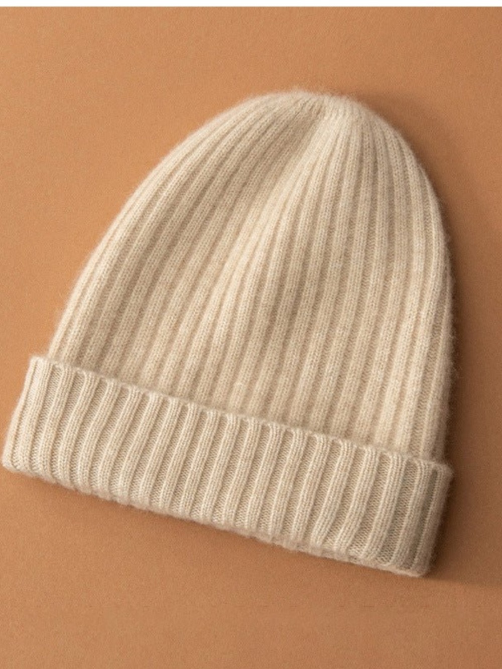 Baby CZ Cream Cashmere Ribbed Knit Baby Beanie